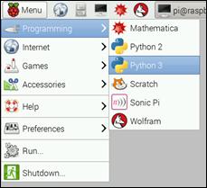 Python in the applications menu